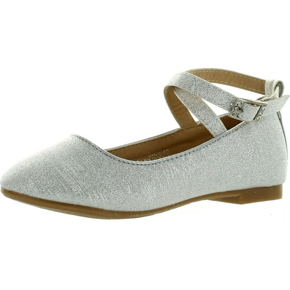 LJ-Adorababy Girls BA0040/41 Dress Flats with Ankle Strap Closure, Silver, 12