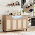 thumbnail image 1 of 47 Inch Modern Entertainment Sideboard with LED Lights & Power Outlet, Rattan & Wood Storage Cabinet, 1 of 7