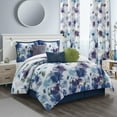 thumbnail image 2 of Nanshing Krista 9 Piece Floral Comforter Set, Blue Purple, Queen, 2 of 7