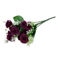 thumbnail image 2 of Yirtree 1 Bouquet 5 Branches 15 Heads Silk Rose Bouquet Artificial Flowers Mini Rose for DIY Wedding Bouquets Centerpieces Bridal Shower Party Home Decorations, 2 of 8