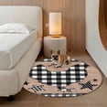 thumbnail image 4 of 8ft Washable Large Round Rug, Farm Animals Non-Slip Circle Area Rug for Living Room Dining Room, Star Hen Brown Wood Striped Black Plaid Indoor Floor Mat for Home Decor, 4 of 9