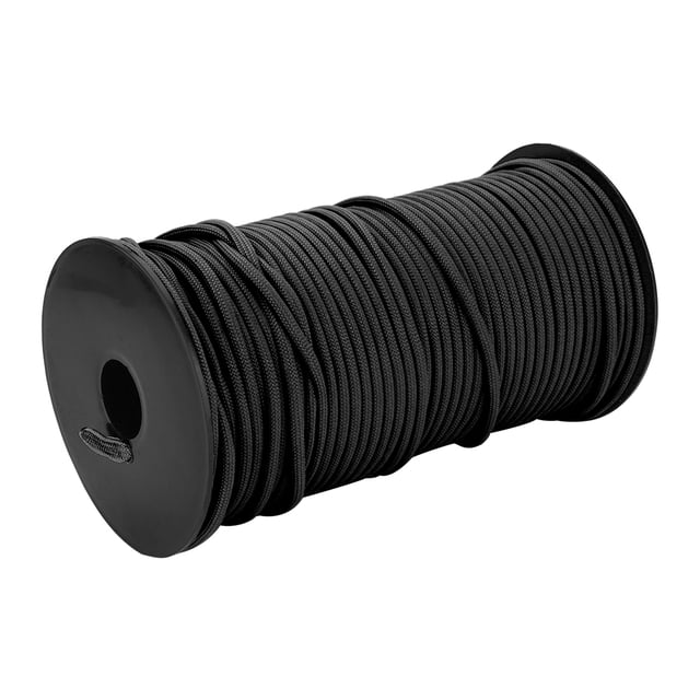 Cordón de paracaídas resistente de 100 m, 9 hebras, 4 mm, cuerda de tela para campamento (negro)
