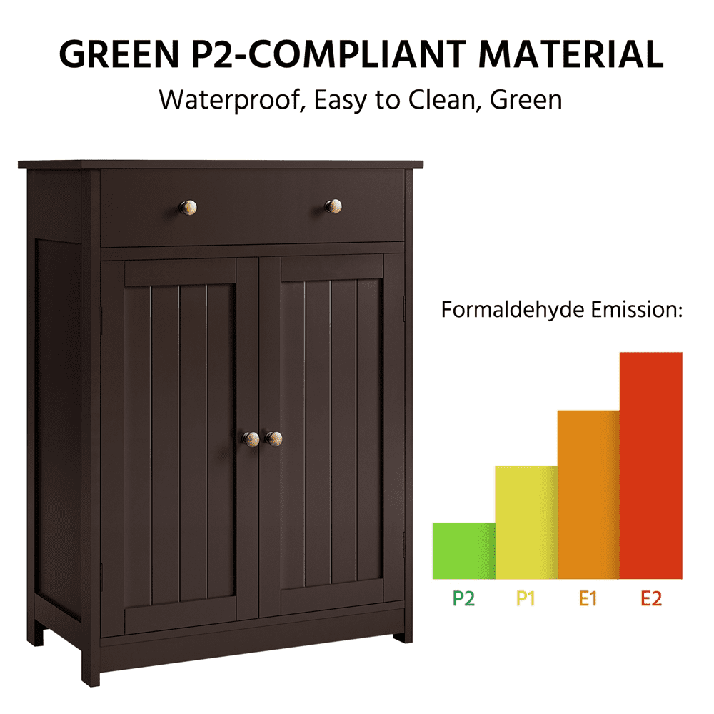 Alden Design 31.5"H Wooden Floor Storage Cabinet with Adjustable Shelf, Espresso