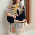 thumbnail image 5 of Prolriy Scarf for Women Autumn and Winter Colorful Plaid Shawl Thickening Warm Fringe Scarf Womens Scarf A, 5 of 8