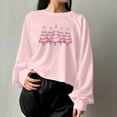 thumbnail image 6 of Craaazy Christmas T-Shirts For Women Funny Christmas Printed Casual Round Neck Long Sleeved Pullover Crop Tops Womens Tops, 6 of 6