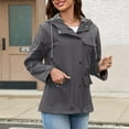 thumbnail image 4 of XPMWRP Women's Solid Color Casual Jacket Water Proof Lightweight Rain Coat Hooded Fashion Windbreaker Travel Running Jackets Gray M, 4 of 4