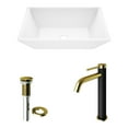 thumbnail image 6 of VIGO Matte Stone Vinca Composite Rectangular Vessel Bathroom Sink in White with Faucet and Pop-Up Drain in Matte Gold, 6 of 10