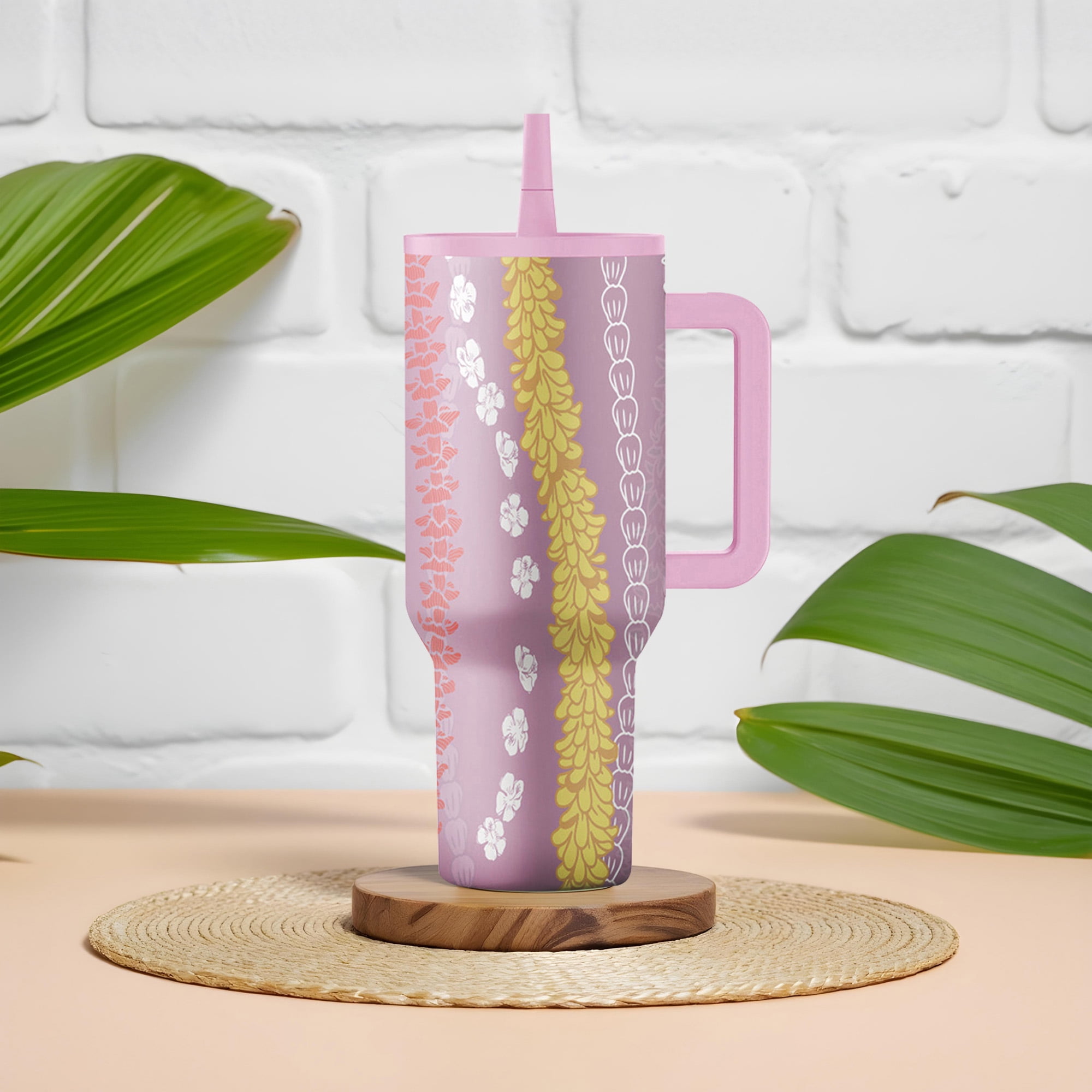 Island Crew 40 oz Lei Stainless Steel Tumbler, Pink