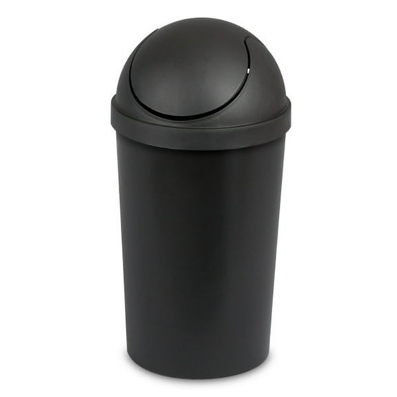 Sterilite SwingTop Wastebasket, 3 Gal Round Trash Can w/Lid, 6 Pack, Black