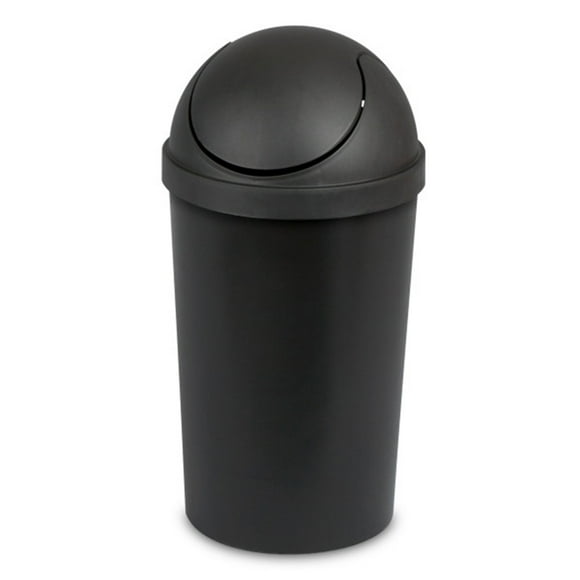 Sterilite Poubelle à Couvercle Basculant, 3 Gal Poubelle Ronde avec Couvercle, Lot de 6, Noir