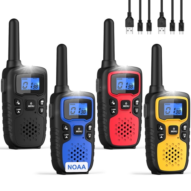 Walkie Talkies Wishouse M9 recargables de largo alcance, paquete de 4