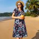 thumbnail image 4 of Easygdp Flowers ad Butterflies para Vestido Transpirable de Mujer, Vestido Suelto de Manga Corta con Pliegues y Bolsillos para el Verano, 4 of 6