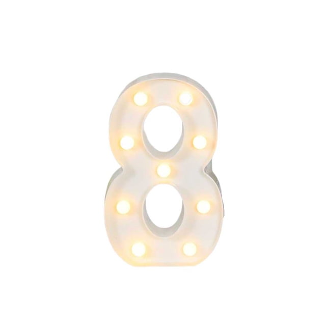 Injueey Luz en forma de número de aniversario de cumpleaños para sala de estar, dormitorio, lámpara numérica con pilas, decoración para Kits de decoración para fiestas Numero 8