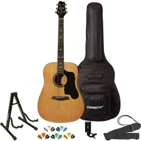 Sawtooth Acoustic Guitar with Padded Case, Tuner, Stand, Strap & Picks - Dreadnought Folk