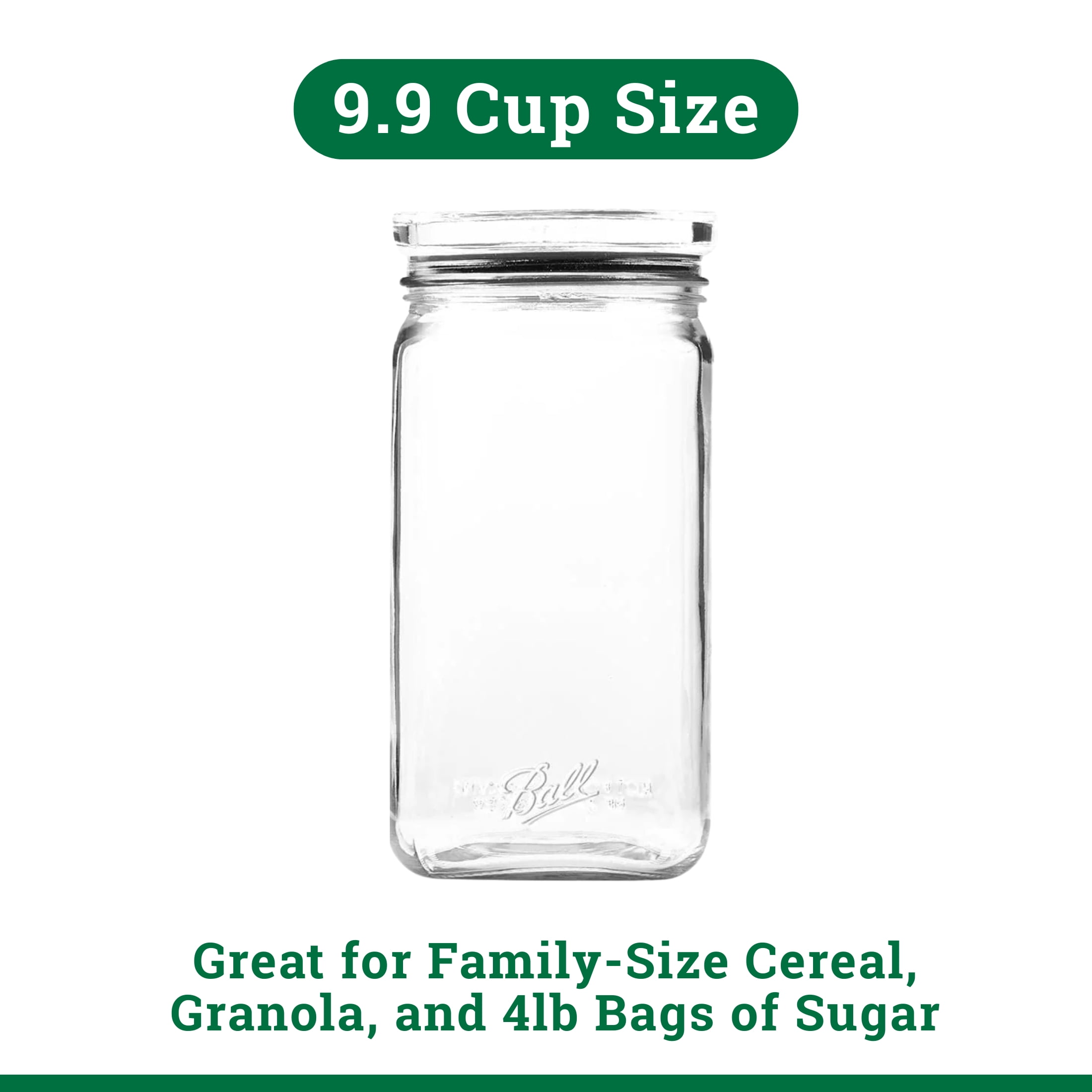 (3 pack) Ball Stack & Store Half-Gallon Jar (9.9 Cup/79 oz.), Glass Storage Jar