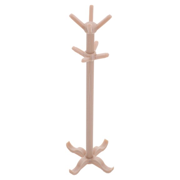 Raindrops Realistic Dollhouse Furniture Beige Clothes Rack with Multifunctional Storage Shelf for Miniature Decor