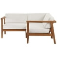 thumbnail image 3 of Bayport Outdoor Patio Teak Wood 3-Piece Sectional Sofa Set Natural White, 3 of 10