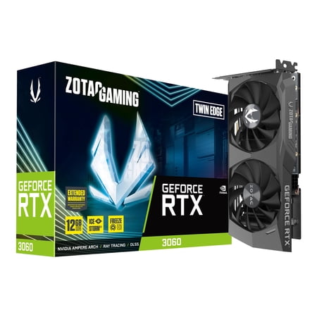 ZOTAC GAMING GeForce RTX 3060 Twin Edge 12GB GDDR6 192-bit 15 Gbps PCIE 4.0 Gaming Graphics Card, IceStorm 2.0 Cooling, Active Fan Control, FREEZE Fan Stop, ZT-A30600E-10M