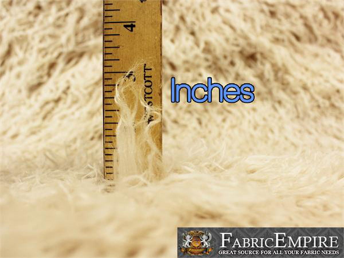 Faux Fur Long Pile Curly Fabric ALPACA LATTE CREAM / 60" Wide / Sold by the Yard