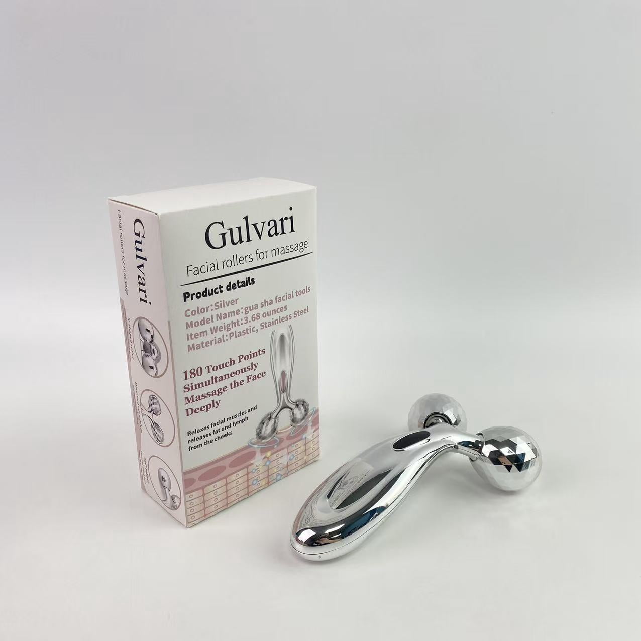Gulvari Facial rollers for massage,Face Roller Set, Facial Tool for Face Sculpting, Metal Skin Care, Massager for Women