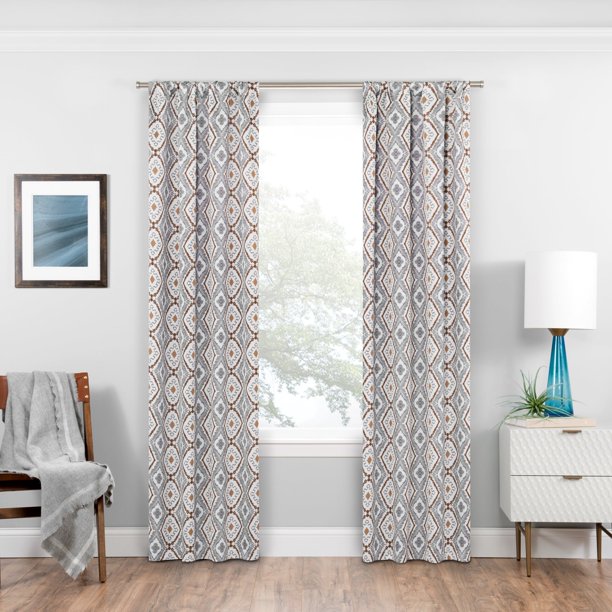 Eclipse Morrow Damask Print Blackout Rod Pocket Single Window Curtain