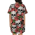 thumbnail image 3 of Kdxio Skull and Roses Print Pajamas Sets for Women Short-Sleeved Pjs with Lounge Shorts Two Piece Sleepwear S-4XL, 3 of 8