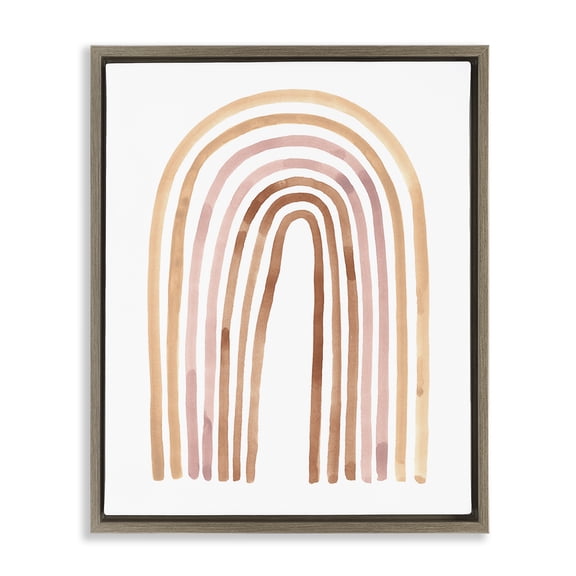 Stupell Industries Eclectic Asymmetrical Rainbow Arch Brown Floating Frame Canvas Art, 17 x 21, by Emma Scarvey