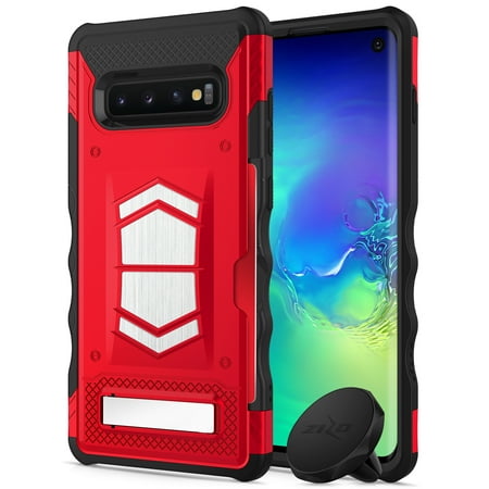 ZIZO ELECTRO Series for Samsung Galaxy S10 with Card Slot and Air Vent Magnetic Holder Red Black