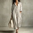 thumbnail image 5 of Bxsruta Womens Maxi Shirt Dress Long Sleeve Button Down Casual Casual Vacation Beachwear, 5 of 8