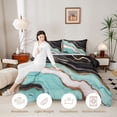 thumbnail image 4 of Manfei Aesthetic Marble Full Size Comforter Sets, Marbling Metallic Bedding Comforter Set, Teal, Black and Gold, Black Reversible 3 Pieces, 1 Comforter and 2 Pillowcases, 4 of 6