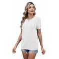 thumbnail image 4 of WIHOLL Short Sleeve Sweater for Women Round Neck Knit Work Tops Beach Fashion Vacation Clothes Summer Outfits 2026 White Tops, 4 of 8
