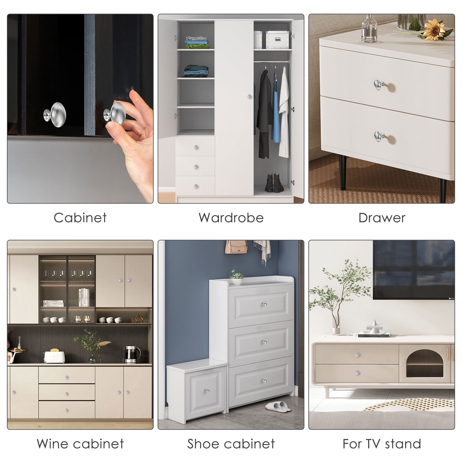60Pcs Kitchen Cabinet Knobs High Strength Alloy Cabinet Handles Drawer Knobs and Pulls for Kitchen Drawer Wardrobe Closet Bathroom Vanity TV Stand