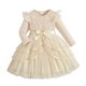 thumbnail image 1 of Arcos para Niñas Vestido de Malla de Manga Voladora con Cinturón Color Sólido Nudo de Arco Vestir Fiesta Casual Niños Vestido de Primavera, 1 of 7