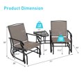 thumbnail image 4 of Costway Double Swing Glider Chair Rocker Glass Table Umbrella Hole Brown, 4 of 9