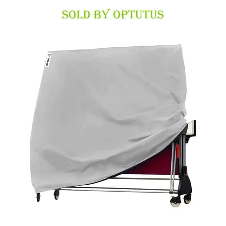 OPTUTUS Ping Pong Table Cover, Fits Folding Table Tennis - Heavy Duty Oxford Cloth Waterproof and Scratch Resistant Folding Table Cover - 65 x 28 x 73 inch Silvery with Adjustable Elastic Drawstring