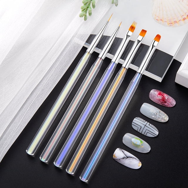 5 uds. de pinceles de dibujo para decoración de uñas, herramienta de manicura/palo de , juego de puntas, delineador de rayas, de Baoblaze Rotuladores de pinceles para decoración de uñas