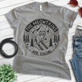 thumbnail image 2 of The Meowtains Are Calling Cat Skiing T-shirt, Unisex Women's Men's Shirt, Ski Kitten Animal Mountain, Dark Heather Gray, Medium, 2 of 6
