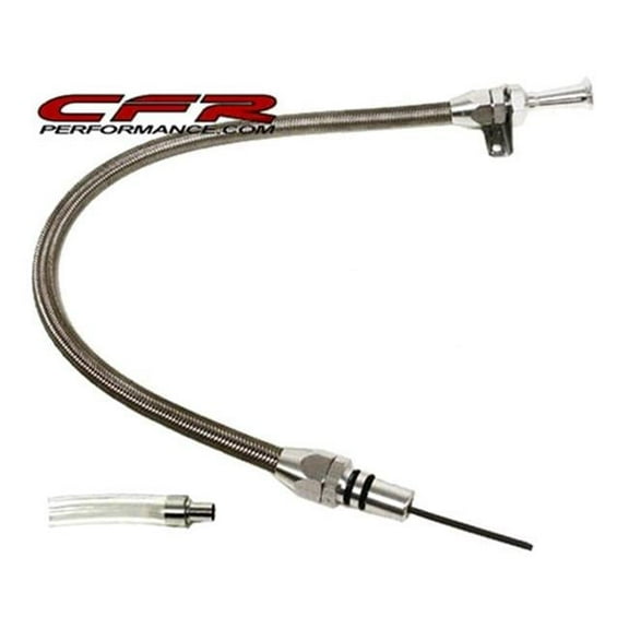 Stainless Steel Ford AOD Firewall Mount Flexible Transmission Dipstick - Natural