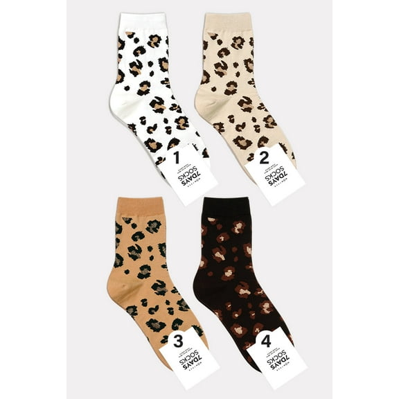 Women's Crew Lurex Leopard Socks - 4 Pair Set