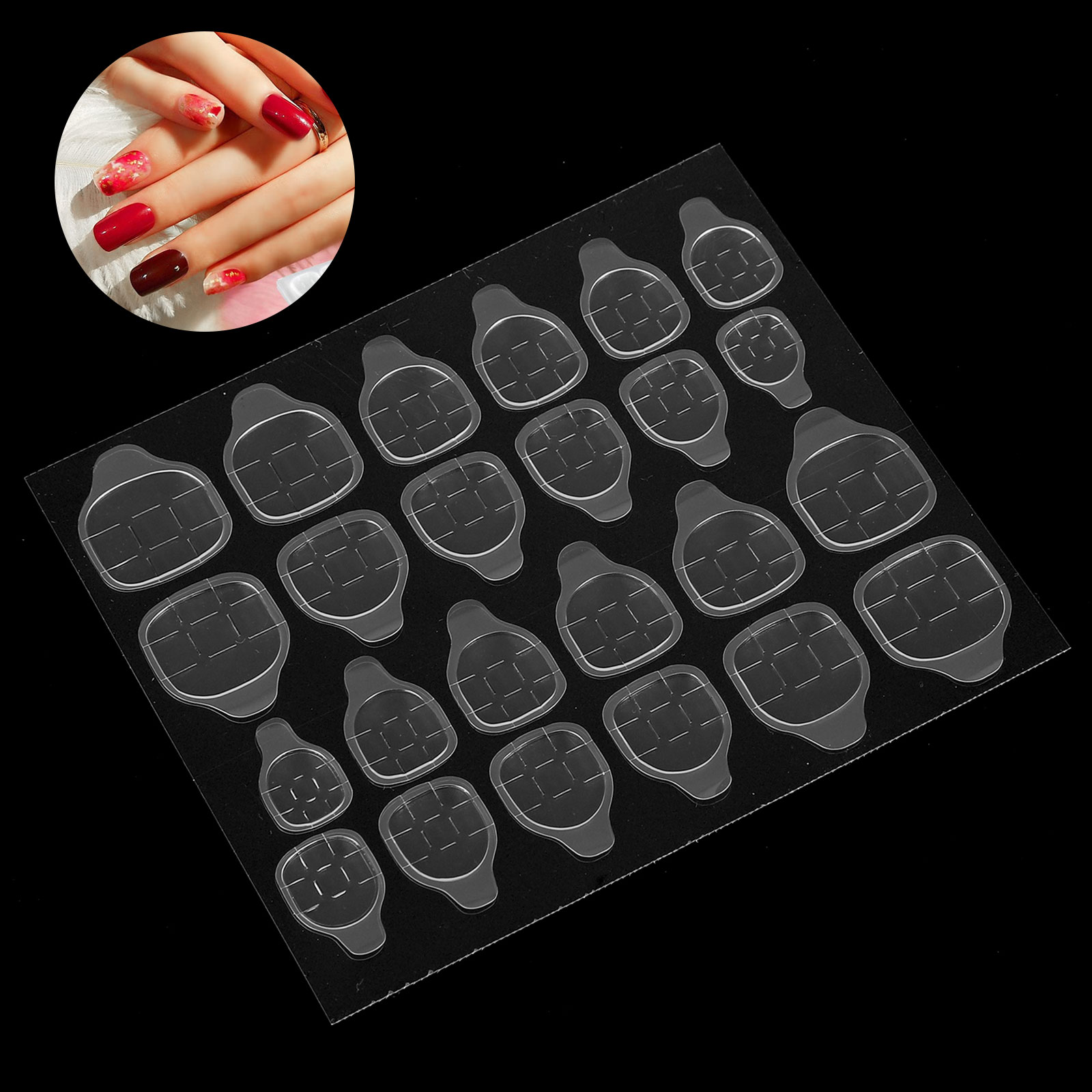 TSV DoubleSide Transparent Nail Adhesive Glue Tabs, 24PCS False Nail