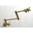 thumbnail image 4 of Kingston Brass KS4107BX Metropolitan Two-Handle 1-Hole Wall Mount Pot Filler Faucet in Brushed Brass, 4 of 8
