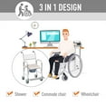 thumbnail image 6 of Hassch Bedside Commode Transport Wheelchair Foldable Bathroom Shower Chair Toilet Seat, 300lbs Capacity, White & Beige, 6 of 10