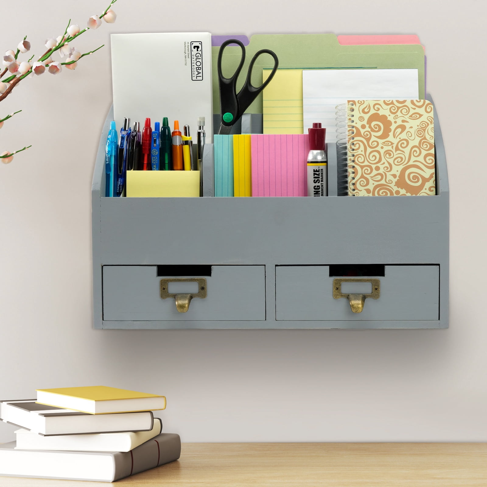 Excello Global Products Rustic Wood Office Desk Organizer - Gray - EGP-HD-0430