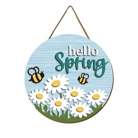 Spring Summer Colorful Wooden Wall Decoration Wall Hanging Spring Summer Festive Atmosphere Home Decoration Door Wooden Hanging Spring Summer Colorful Decorations Welcome Home Sign Decorations for