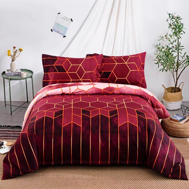 3pcs Colorful Striped Print Reversible Print Duvet Cover King Queen Bedding Set Geometry Quilt Cover Polyester Comforter Cover
