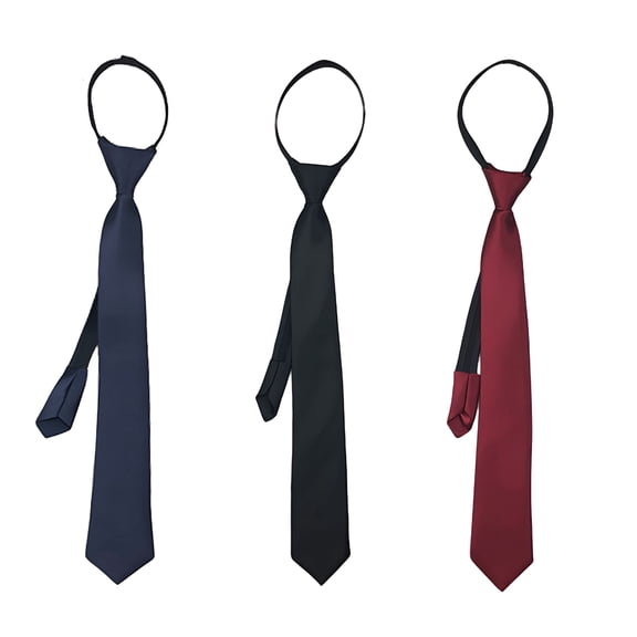 TELOLY 3PCS Kid's Tie, Solid Color Business Zipper Ties, 38cm