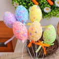 thumbnail image 4 of Easter 8.26in Foam Egg Picks Set of 6 Easter Decorations Colorful Printed Artificial Eggs for Floral Arrangements Garden Pots Party Table Centerpiece, 4 of 6