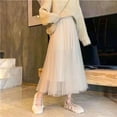 thumbnail image 6 of Vintage Tulle Skirt Women Streetwear Elastic High Waist Mesh Pleated Skirts Summer Elegant Korean A Line Office Ladies Skirt New, 6 of 9