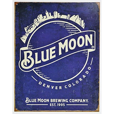 Blue Moon Beer Skyline Metal Tin Vintage, Retro Tin Sign, 12.5 X 16 Inches by Desperate Ent. in