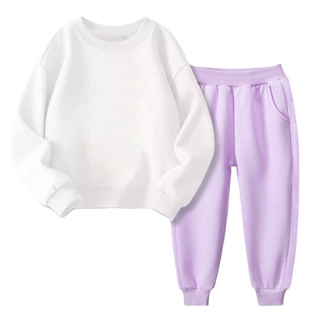Sunnyoo Big Boys Fleece Sweatsuit Solid Color Pullover Sweatshirt Jogger Pants Sweatsuit